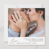 Minimalistische Black Script-Liebe dank Hochzeitss Dankeskarte (Rückseite)