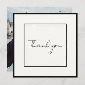 Minimalistische Black Scripts Elegantes Foto Hochz Dankeskarte (Vorne/Hinten)