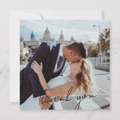 Minimalistische Black Scripts Elegantes Foto Hochz Dankeskarte (Rückseite)