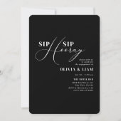 Minimalistische Black Sip Hooray-Engagement-Partei Einladung (Vorderseite)