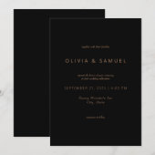 Minimalistische Black Tan Wedding Einladung (Vorne/Hinten)