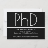 Minimalistische Black Virtual PhD Graduation Party Einladung (Vorderseite)