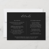 Minimalistische Black Wedding Details Card Einladung (Vorderseite)