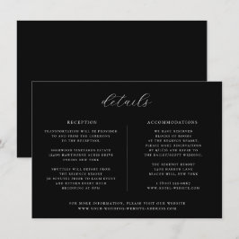 Minimalistische Black Wedding Details Card Einladung