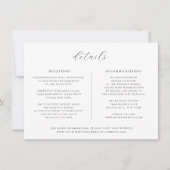 Minimalistische Black Wedding Details Card Einladung (Vorderseite)