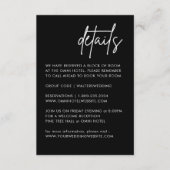 Minimalistische Black Wedding Details Umschließung Begleitkarte (Vorderseite)