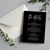 Minimalistische Black Wedding Details Umschließung Einladung