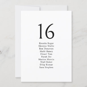 Minimalistische Black Wedding Guest Seating Chart 