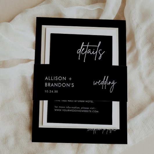 Minimalistische Black Wedding Names Einladungsbanderole