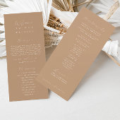 Minimalistische Blale Taupe Hochzeit Programm