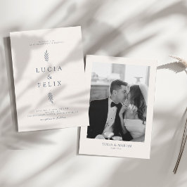 Minimalistische Blätter Delikate Foto Hochzeit Einladung
