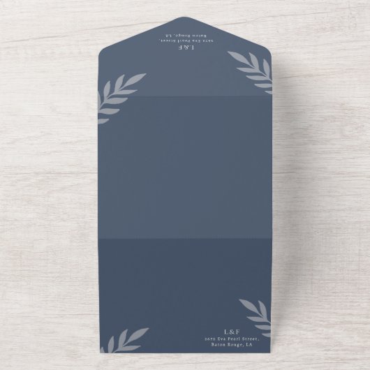 Minimalistische Blätter Delikate Hochzeit All In One Einladung (Außenbereich)