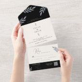 Minimalistische Blätter Delikate Hochzeit All In One Einladung (Abreißtisch)