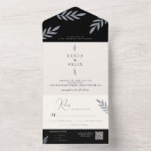 Minimalistische Blätter Delikate Hochzeit All In One Einladung (Innen)