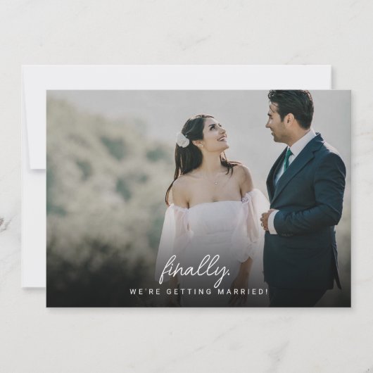 Minimalistische Blätter & Foto-Skript Endliche Hoc Save The Date (Vorderseite)