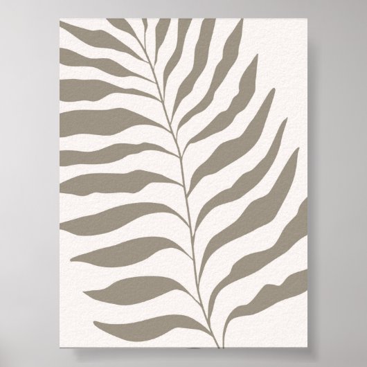 Minimalistische Blätter in neutraler Beige Art Poster (Vorne)