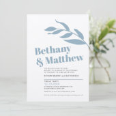 Minimalistische Blätter mit grauem Olivenöl Hochze Einladung (Stehend Vorderseite)