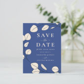 Minimalistische Blätter Moderne, stilvolle Blue We Einladungspostkarte (Stehend Vorderseite)