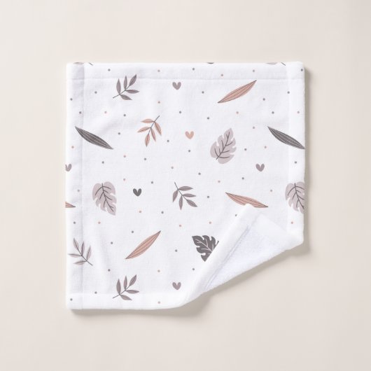 Minimalistische Blätter Pattern Badetuch Set (Waschlappen)