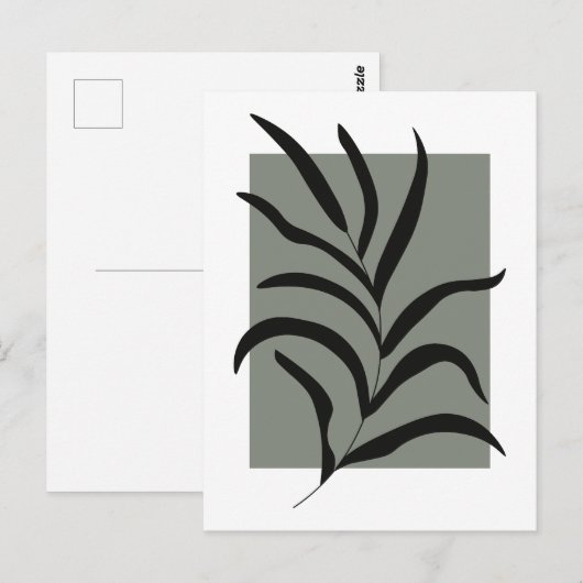 Minimalistische Blätter Postkarte (Vorne/Hinten)