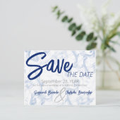 Minimalistische blau-weiße Smokey-Ankündigungspapi Ankündigungspostkarte (Stehend Vorderseite)