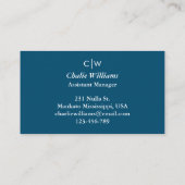 Minimalistische blau-zwei Grenzen Visitenkarte (Rückseite)