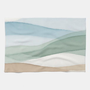 Minimalistische Blaubeige-Landschaft Geschirrtuch