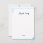 Minimalistische blaue Aquarellfarben-Monogramm-Kar Dankeskarte (Vorderseite)