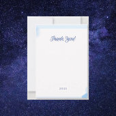 Minimalistische blaue Aquarellfarben-Monogramm-Kar Dankeskarte