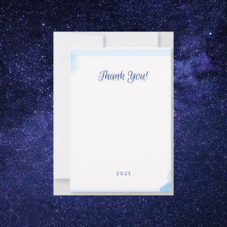 Minimalistische blaue Aquarellfarben-Monogramm-Kar Dankeskarte