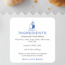 Minimalistische blaue Brotlaib-Zutaten Produkt