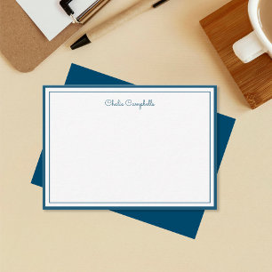 Minimalistische blaue Grenze, Unterschrift Mitteilungskarte