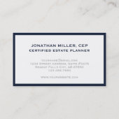 Minimalistische blaue Grenze Visitenkarte (Rückseite)