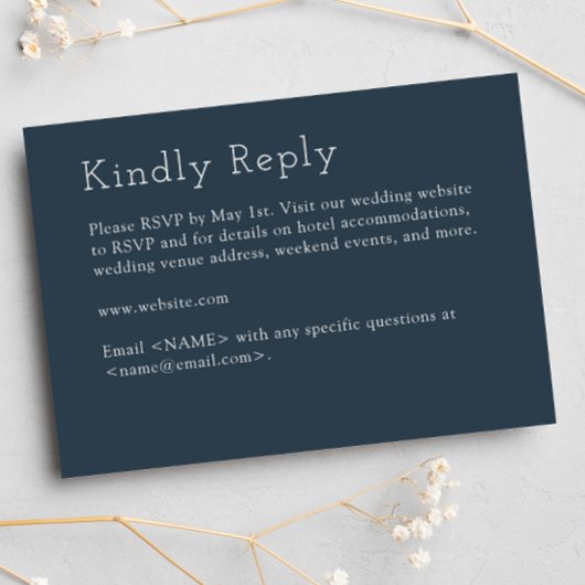 Minimalistische Blaue Hochzeit RSVP Karte