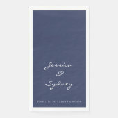 Minimalistische blaue Hochzeit Serviette (Vorderseite)