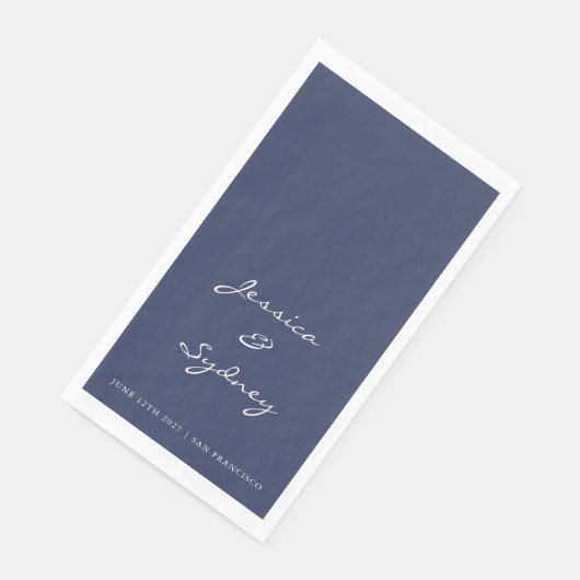 Minimalistische blaue Hochzeit Serviette (Ecke)