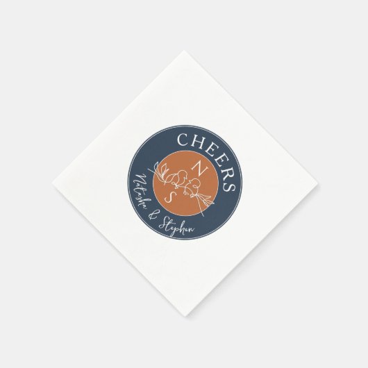 Minimalistische Blaue Hochzeit Serviette (Ecke)