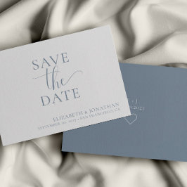 Minimalistische blaue Hochzeit speichern Sie die D Einladung