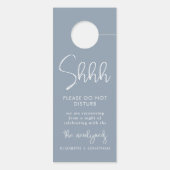 Minimalistische blaue Hochzeit stört nicht Türanhänger (Rückseite)