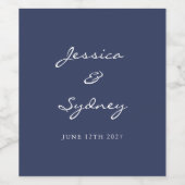 Minimalistische blaue Hochzeit Weinetikett (Einzelnes Label)
