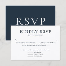 Minimalistische blaue Hochzeits-RSVP-Karte
