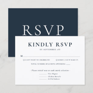Minimalistische blaue Hochzeits-RSVP-Karte RSVP Karte
