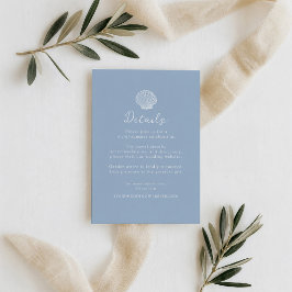 Minimalistische blaue Hochzeitsdetails an der Küst Begleitkarte