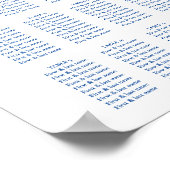 Minimalistische blaue Hochzeitstabelle Poster (Ecke)