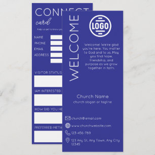 Minimalistische Blaue Kirchen-Verbindungskarte Einladung