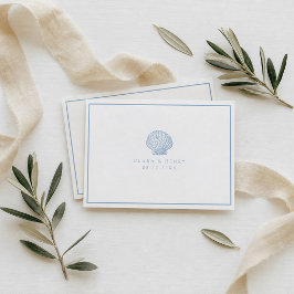 Minimalistische blaue Küstenhochzeit Online-RSVP Begleitkarte