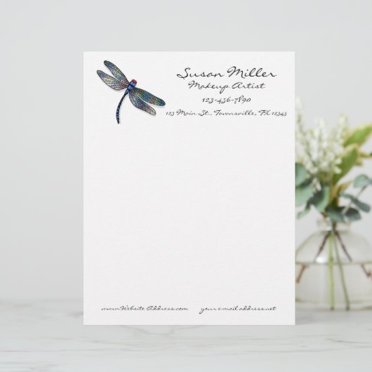 Minimalistische blaue Libelle Briefbogen (Stehend Vorderseite)