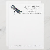 Minimalistische blaue Libelle Briefbogen (Vorne/Hinten)