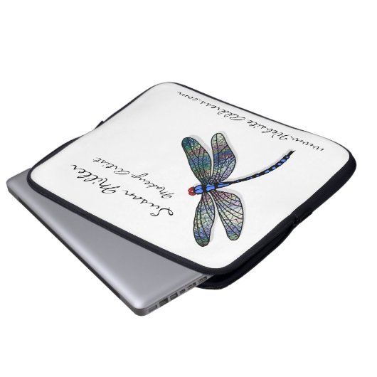 Minimalistische blaue Libelle Laptopschutzhülle (Vorne Knopf)