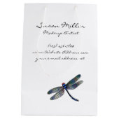 Minimalistische blaue Libelle Mittlere Geschenktüte (Rückseite)